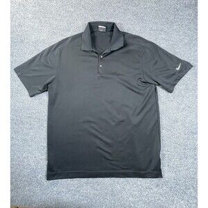 Nike Golf Shirt Mens L Black Polo 1/4 Button Short Sleeve Performance Dri Fit